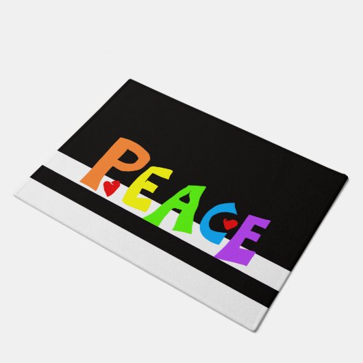 MAZIPOODLES Peace Rainbow ドアマット (アングル)