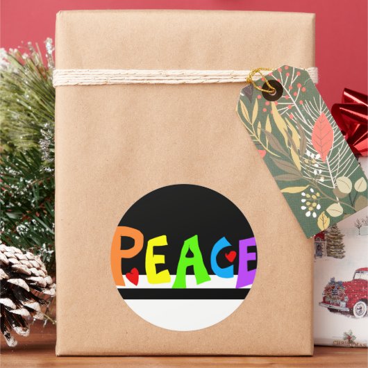 MAZIPOODLES Peace Rainbow ラウンドシール (クリスマス)