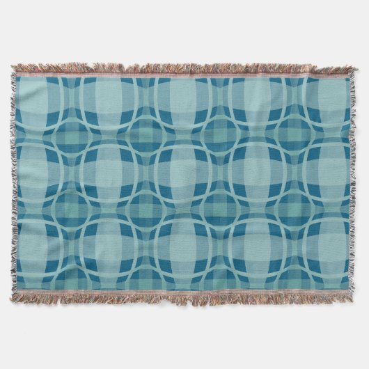 Mazipoodles Square Circle Plaid Baby Blue スローブランケット (正面)