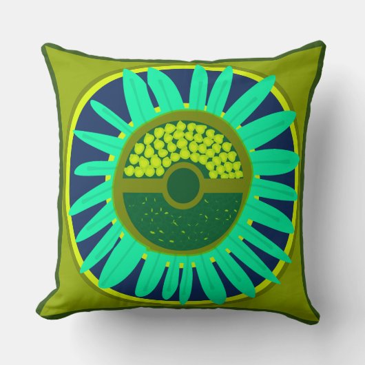 Mazipoodles Sunflower Sunsharine：緑2 クッション (正面)