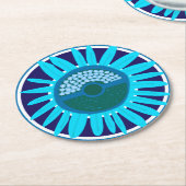 Mazipoodles Sunflower Sunsharine：青1 ラウンドペーパーコースター (アングル)