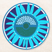 Mazipoodles Sunflower Sunsharine：青1 ラウンドペーパーコースター (正面)