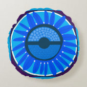 Mazipoodles Sunflower Sunsharine:青6 ラウンドクッション (正面)