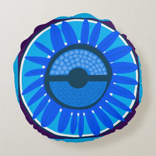 Mazipoodles Sunflower Sunsharine:青6 ラウンドクッション (裏面)