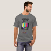 Mbヴィンテージ1972テレビレトロ滴下TV 50Th Tシャツ (正面フル)
