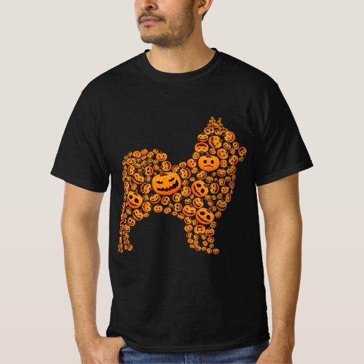 MB35かわいいハロウィーンポメラニア犬恋人 Tシャツ (正面)