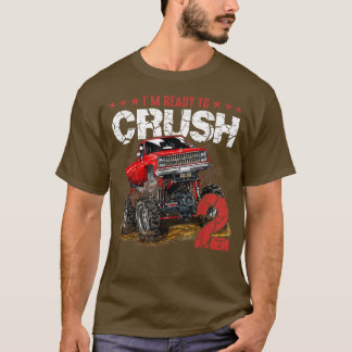 mb 2番目の誕生日I'm Ready Crash Monster Truck Boys Tシャツ