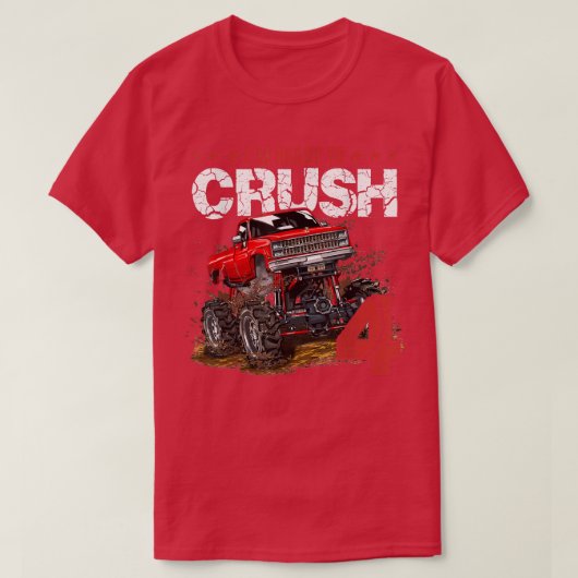 mb 4th Birthday I'm Ready Crash Monster Truck Boys Tシャツ (デザイン正面)