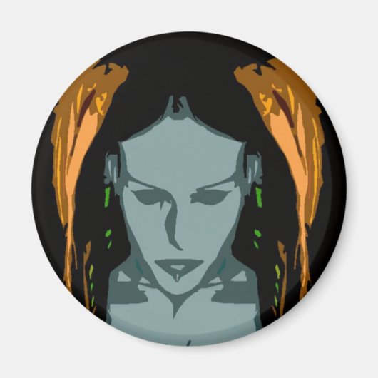 MB Cyber Chick Vector Art Magnet マグネット (正面)