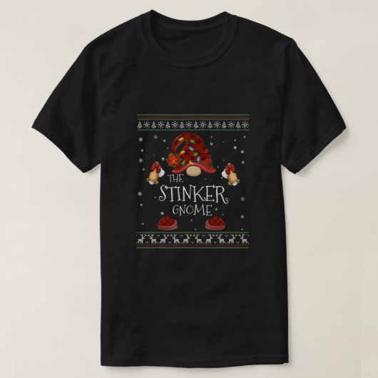 mb Stinker Gnome Buffalo Plaid Christmas Light Ugl Tシャツ (デザイン正面)
