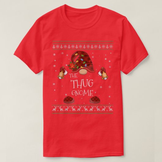 mb Thug Gnome Buffalo Plaid Christmas Light Ugly S Tシャツ (デザイン正面)