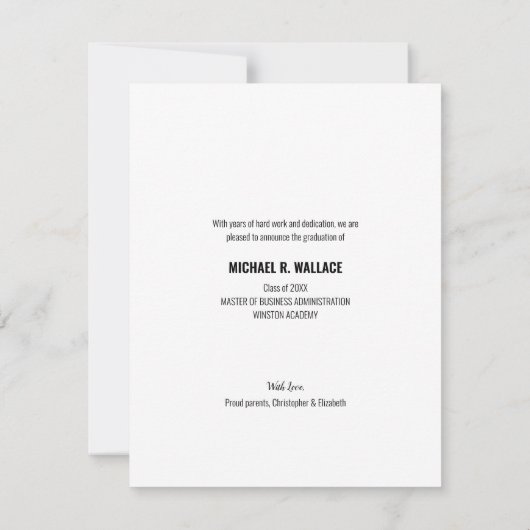 MBAビジネス大学院カスタムの写真名 案内状 (裏面)