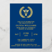 MBAビジネス大学院ネイビー金ゴールド卒業会 箔招待状 (正面)