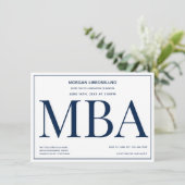 MBA学位の青と白の卒業パーティー 招待状 (スタンド正面)