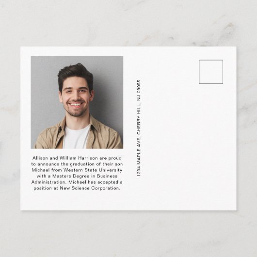 MBA 5フォトマスターズ学位の卒業 案内ポストカード (裏面)