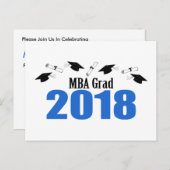 MBA Grad 2018はがき招待状(ブルーキャップ) インビテーションポストカード (正面/裏面)