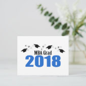 MBA Grad 2018はがき招待状(ブルーキャップ) インビテーションポストカード (スタンド正面)