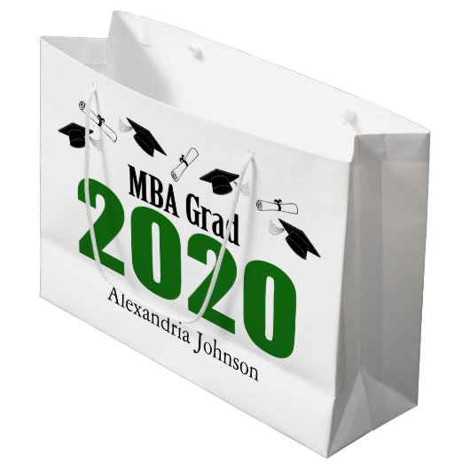 MBA Grad 2020卒業抱き枕(緑) ラージペーパーバッグ (正面アングル)