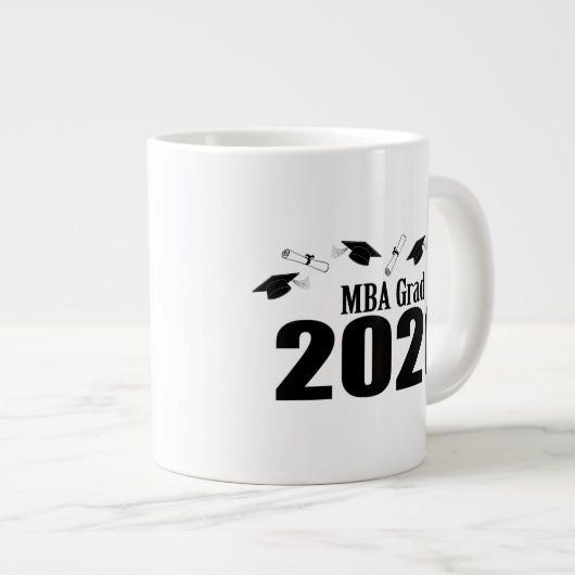 MBA Grad 2020 Caps And Diplomas （黒） ジャンボコーヒーマグカップ (正面右)