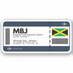 MBJジャマイカボーディングパス – 空港チケット シール