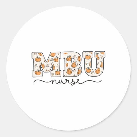 Mbu ナース カボチャ 秋 母 ラウンドシール (正面)