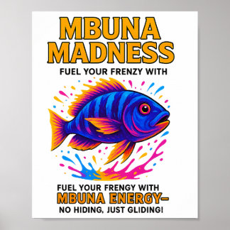 Mbuna Madness Poster - Neon Cihlid Wall Art ポスター