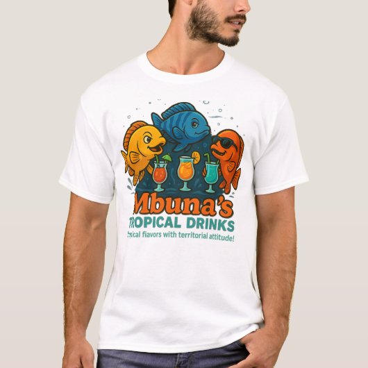 Mbuna's Tropical Drinks - おもしろい Summer Cihlid Tシャツ (正面)