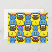 MCイースターおもしろいバニーチックス面分割 シーズンポストカード (正面/裏面)