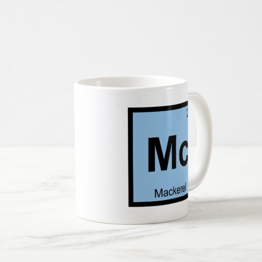 Mc -サバの魚化学周期表の記号 コーヒーマグカップ (正面右)