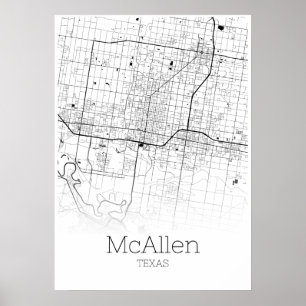 McAllenの地図-テキサス州-都市地図ポスター ポスター