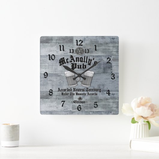 McAnally's Pub Black Logo スクエア壁時計 (ホーム)