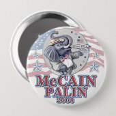 McCain Palinの共和党員象 缶バッジ (正面&裏面)