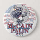 McCain Palinの共和党員象 缶バッジ (正面)