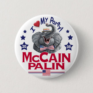McCain Palinの共和党員象 缶バッジ