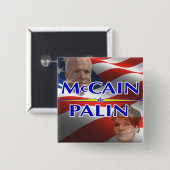 Mccain Palin正方形Pin 缶バッジ (正面&裏面)