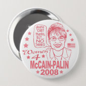 McCain Palin 2008年のための女性 缶バッジ (正面&裏面)