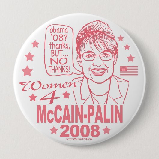 McCain Palin 2008年のための女性 缶バッジ (正面)