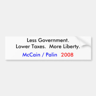 McCain/Palin 2008年=より少ない政府 バンパーステッカー