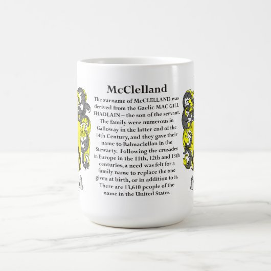 McClelland家族の紋章付き外衣 コーヒーマグカップ (中央)