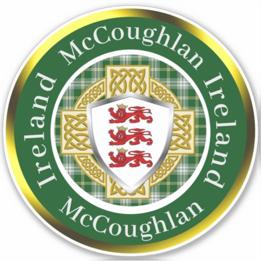 McCoughlan Shield & Celtic Cross Personalized シール (正面)