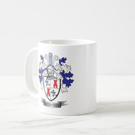 McCrackenの家紋の紋章付き外衣 コーヒーマグカップ (正面左)