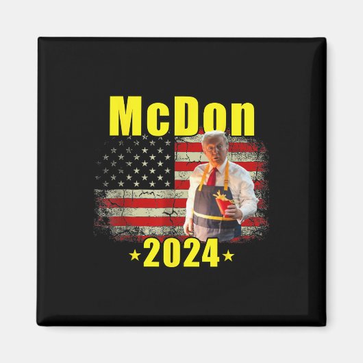 Mcdon 2024 Funny Donald Trump French Fry Cooking F マグネット (正面)