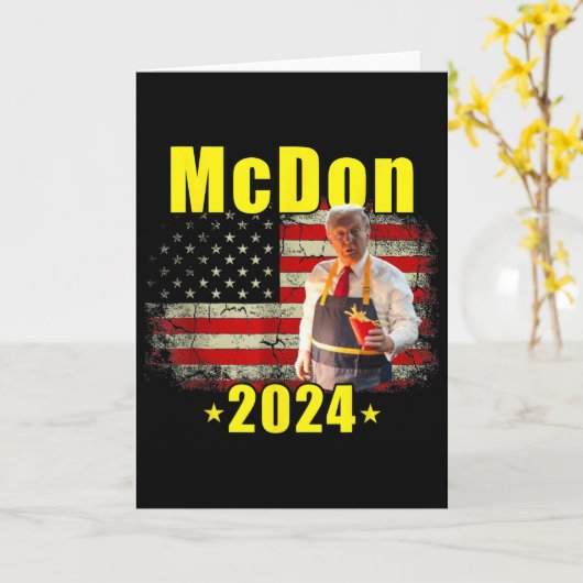 Mcdon Funny Donald Trump French Fry Cooking Fries  カード (黄色い花)