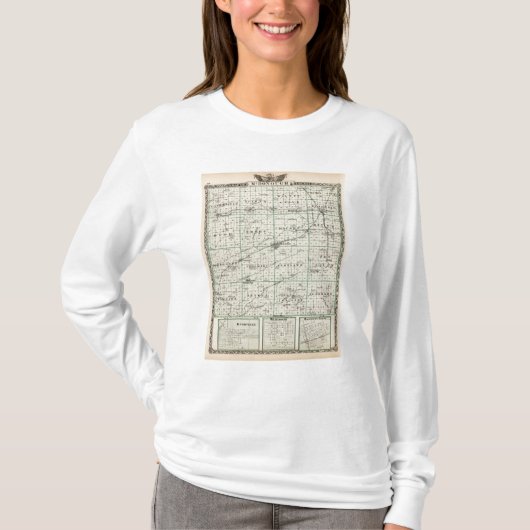 McDonough郡、Rushvilleの地図 Tシャツ (正面)