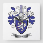 McDowellの家紋の紋章付き外衣 スクエア壁時計 (正面)