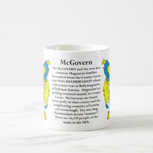 McGovern家族の紋章付き外衣 コーヒーマグカップ (中央)