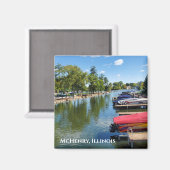 McHenry、イリノイ川沿いのキツネ川 マグネット (正面/裏面)