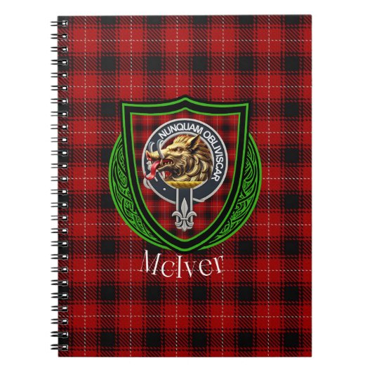 McIver Scottish Clan Tartan & Crest ノートブック (正面)