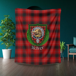 McIver Scottish Clan Tartan Crest フリースブランケット