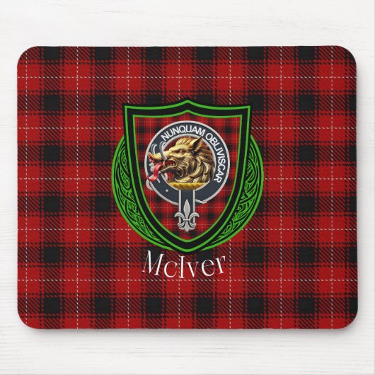 McIver Scottish Clan Tartan & Crest マウスパッド (正面)